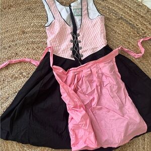 Pink and Black Drindl with Lace-Up Detail